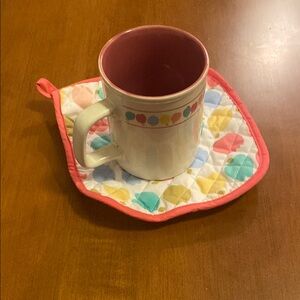 Vintage Mug with Matching Pot Holder